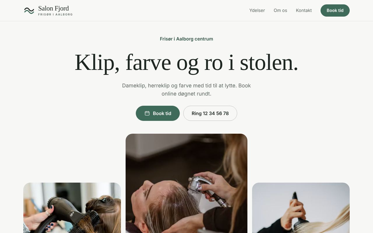 Eksempel på hjemmeside til frisør