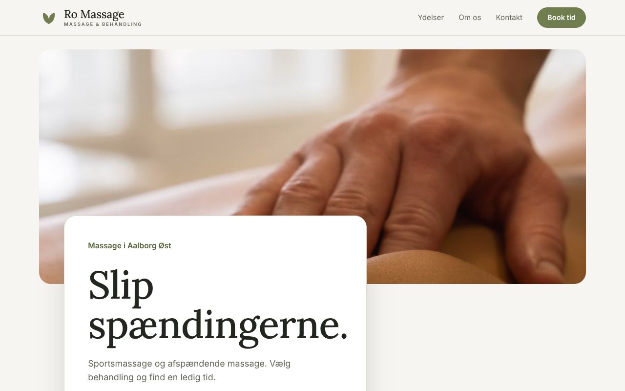 Eksempel på hjemmeside til massør og behandler