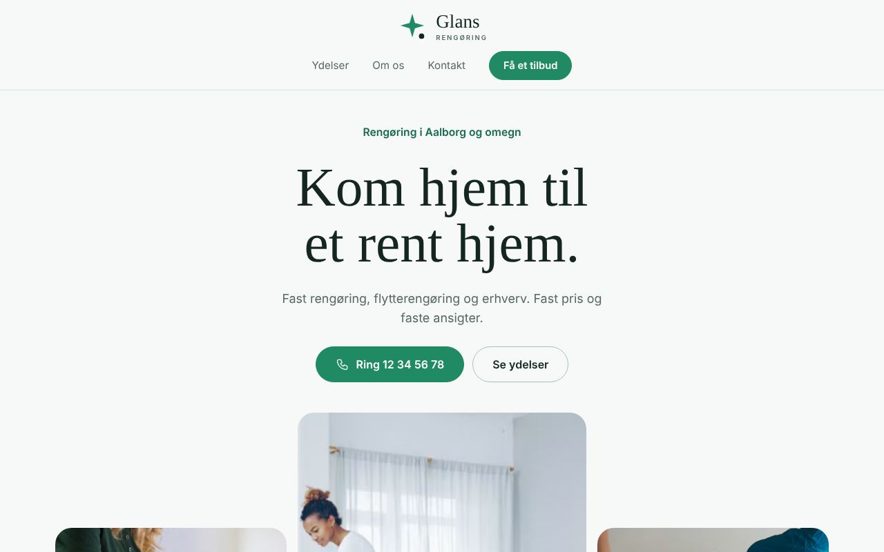 Eksempel på hjemmeside til rengøringsfirma